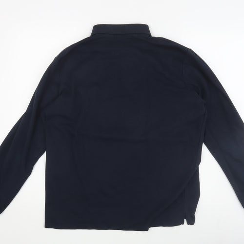 GHYUGR Men's Black Long Sleeve Polo Shirt - Size L
