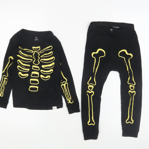 GAP Boys Black Glow Skeleton Pyjama Set 3 Years Halloween