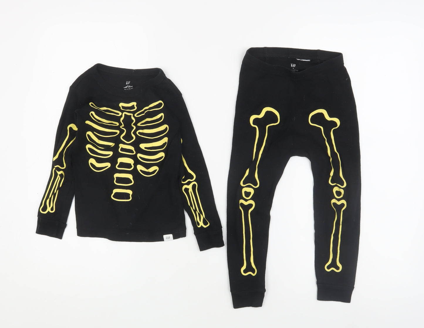 GAP Boys Black Glow Skeleton Pyjama Set 3 Years Halloween