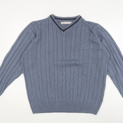 EWM Men's Blue Cable-Knit Pullover Jumper, Size M
