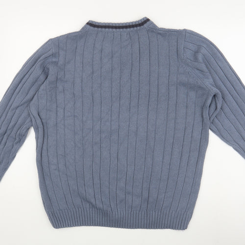 EWM Men's Blue Cable-Knit Pullover Jumper, Size M