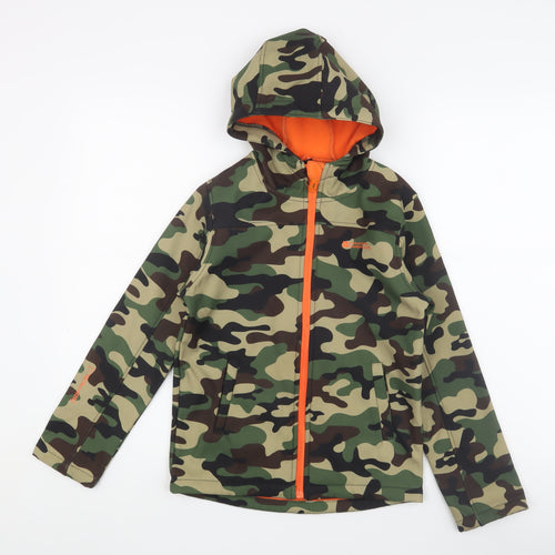 Mountain Warehouse Boys Camo Softshell Jacket 9-10Y Green