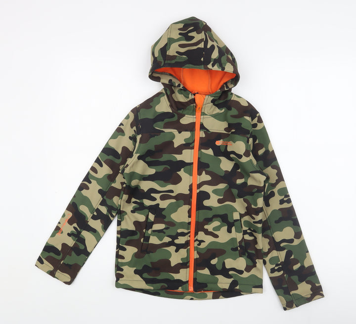 Mountain Warehouse Boys Camo Softshell Jacket 9-10Y Green