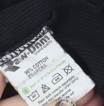 Raw-Dnm Men's Black Long Sleeve Henley T-Shirt L