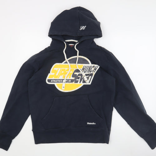 Hunch Men's Blue Pullover Hoodie - Medium, Sports Logo