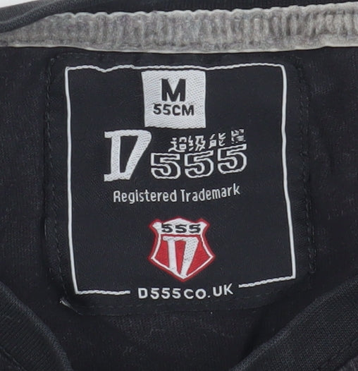 D555 Men's Black Retro Graphic T-Shirt, Medium, Cotton