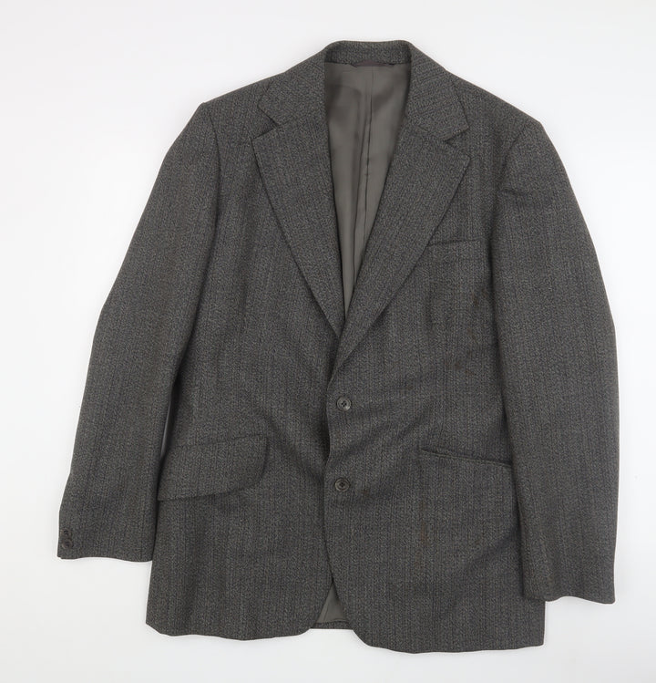 Dunn & Co Men's Grey Tweed Blazer, Size 43R, Herringbone