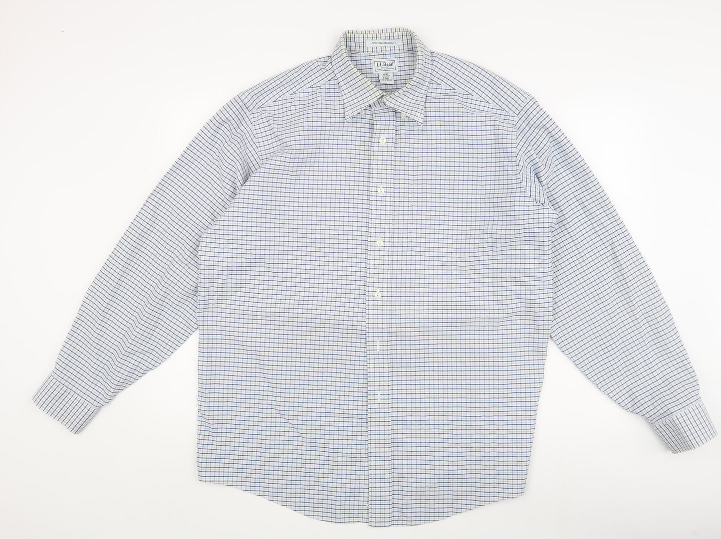 L.L. Bean Men's Blue Check Long Sleeve Shirt