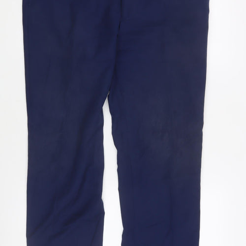 Dobell Men's Blue Slim Fit Trousers Size 36