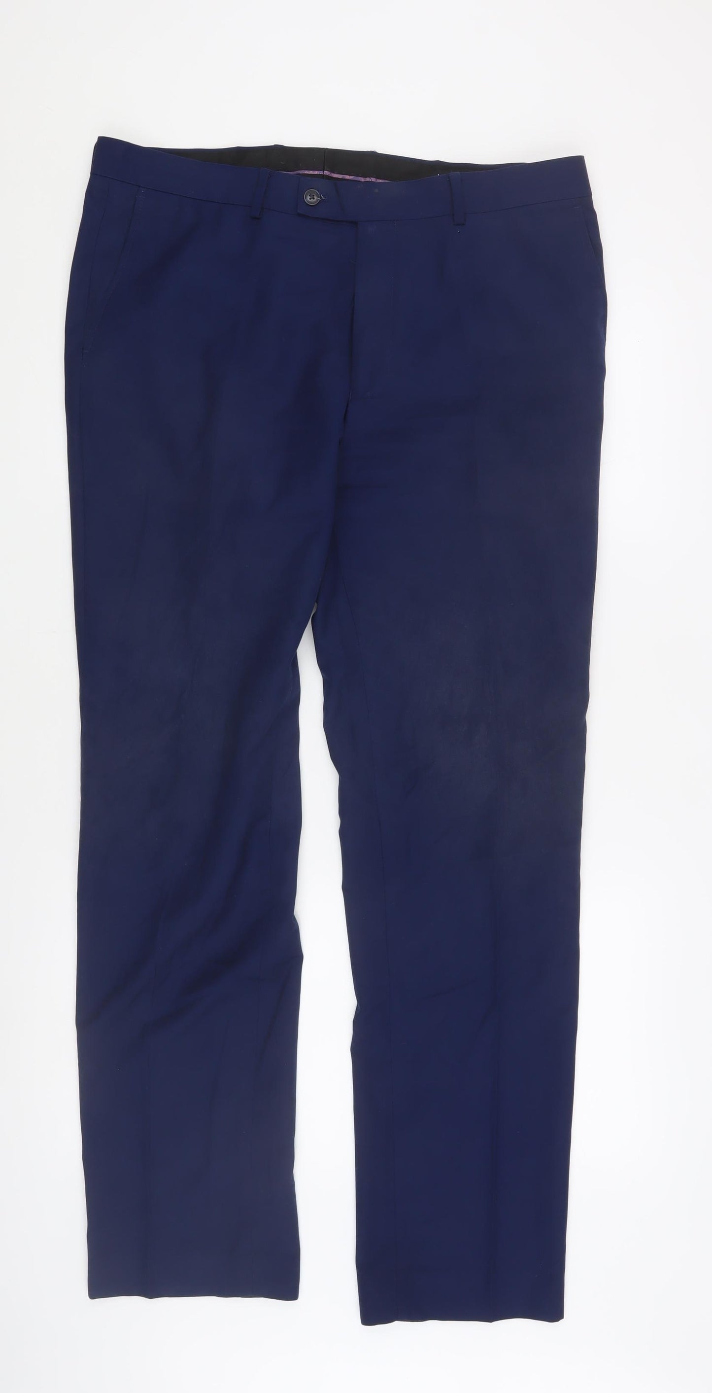 Dobell Men's Blue Slim Fit Trousers Size 36