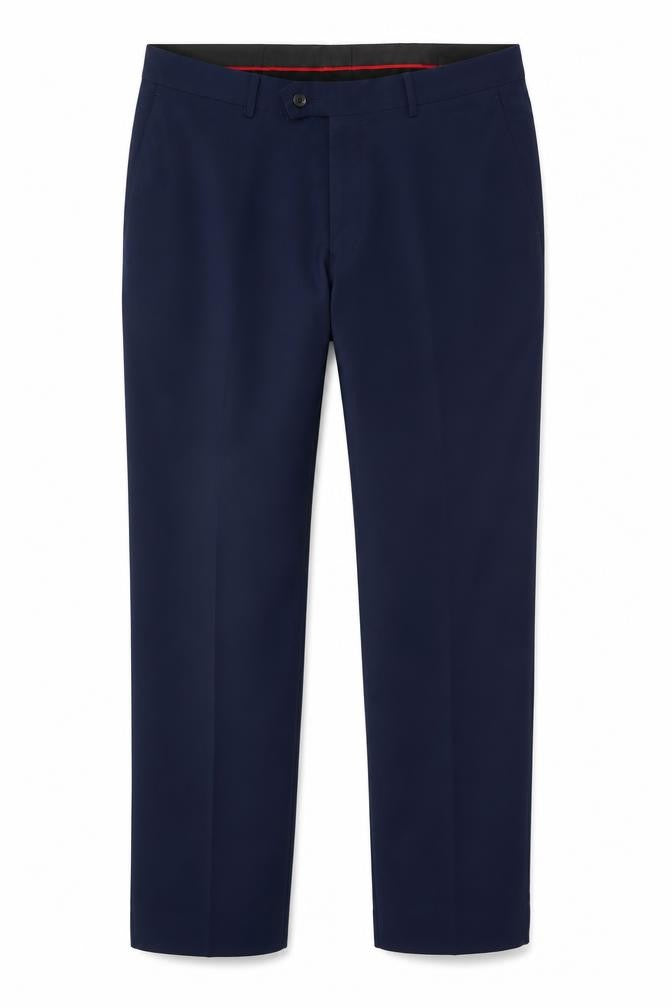 Front view of dobell Men's Blue Slim Fit Dress Pants 36L