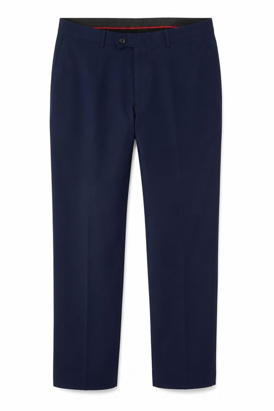 Front view of dobell Men's Blue Slim Fit Dress Pants 36L