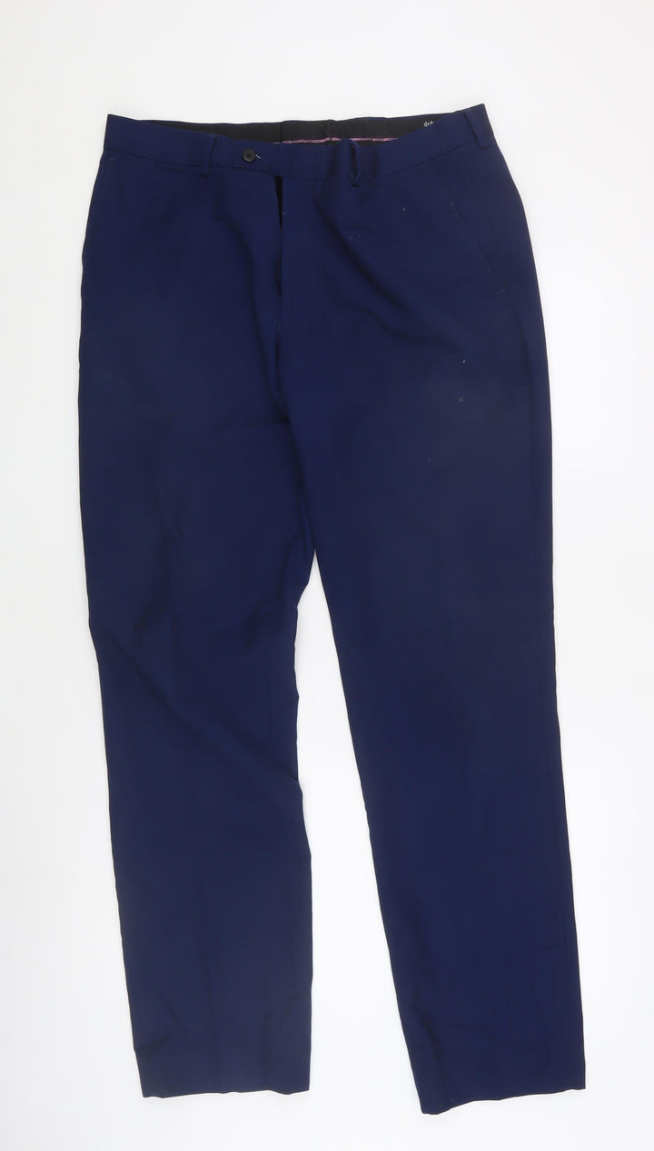 Dobell Men's Blue Slim Fit Dress Pants 36L
