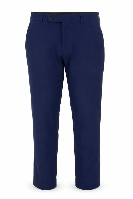 Front view of Dobell Men's Blue Slim Fit Dress Pants 36L