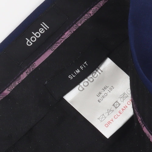 Dobell Men's Blue Slim Fit Dress Pants 36L