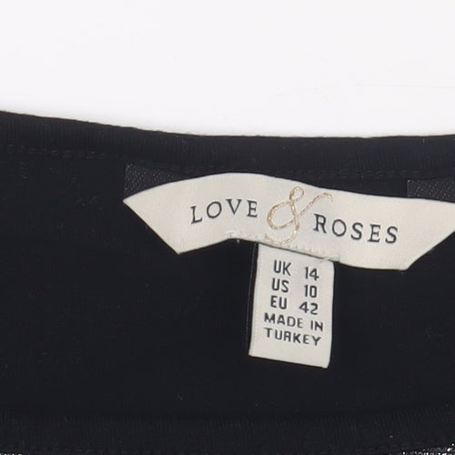 Love & Roses Women's Geometric Satin Blouse, Size 14