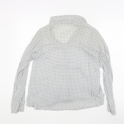 Brownie Women’s White Floral Blouse, Long Sleeve - Size P