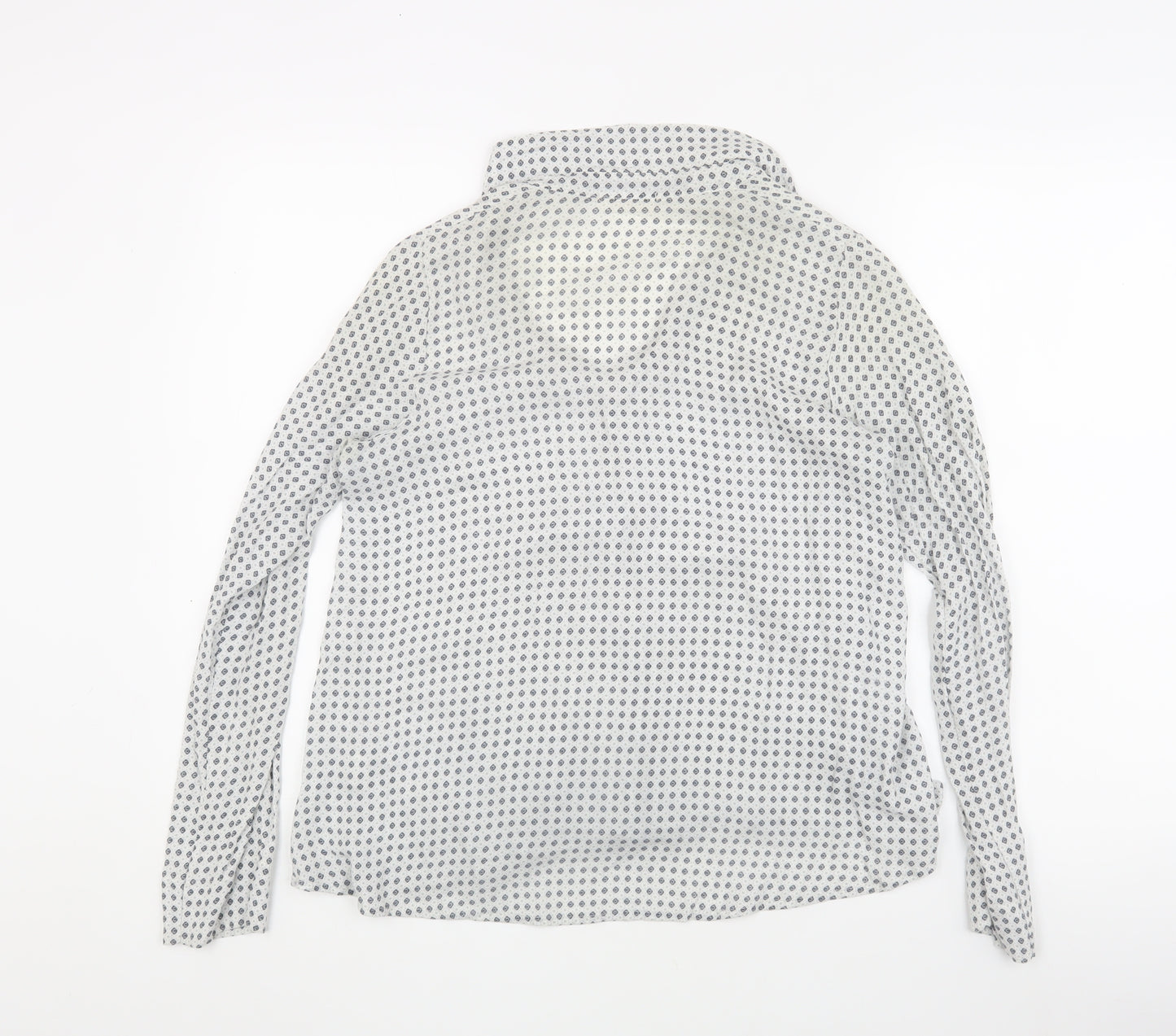 Brownie Women’s White Floral Blouse, Long Sleeve - Size P