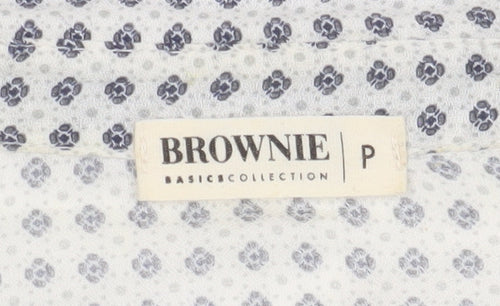 Brownie Women’s White Floral Blouse, Long Sleeve - Size P