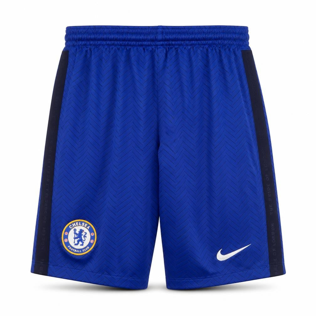 Front view of Nike boys’ blue athletic football shorts, size L
