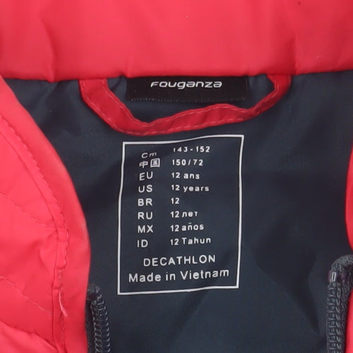 Decathlon Teen Red Quilted Waistcoat, Size 12, Full Zip
