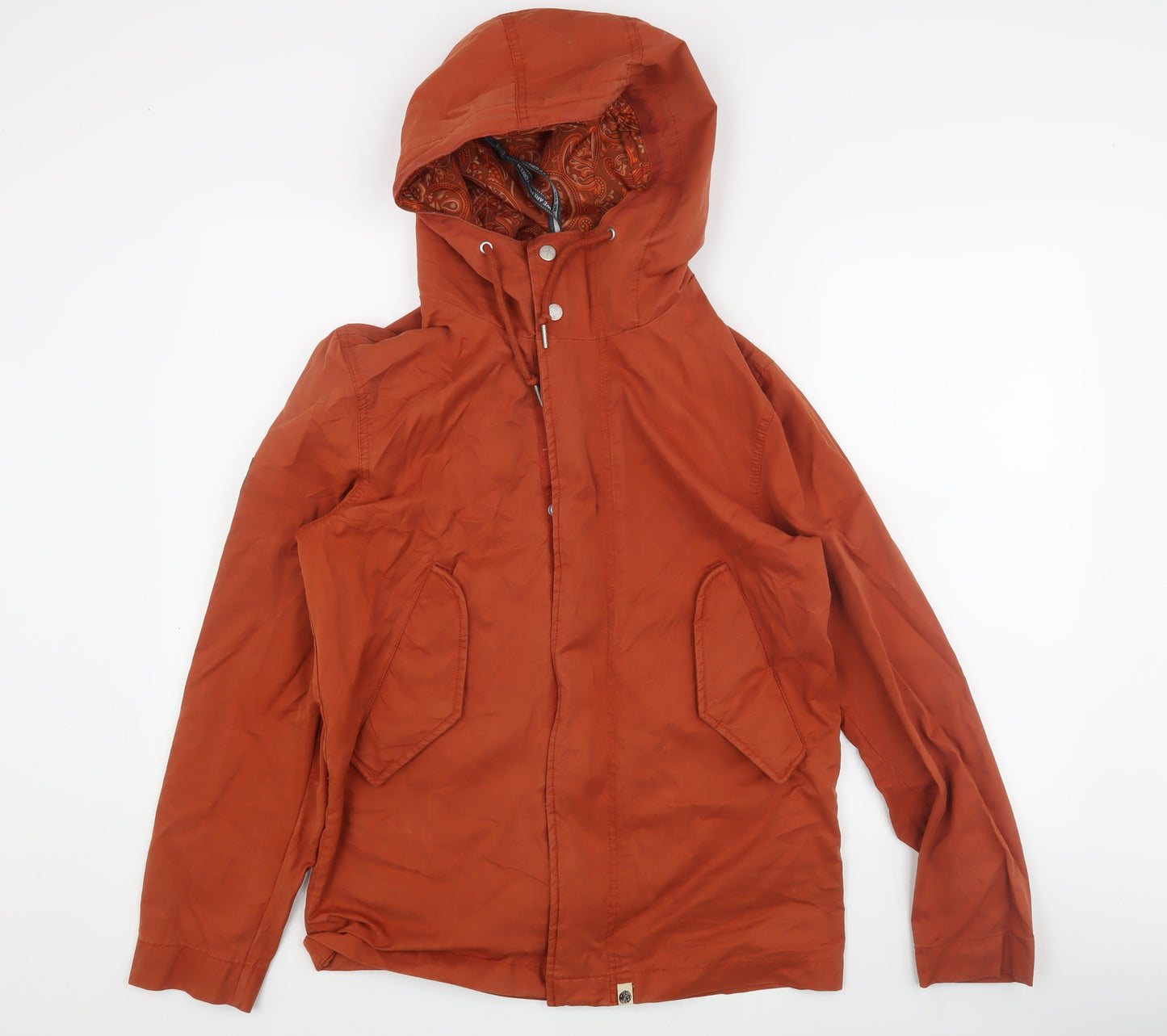 Pretty Green Orange Parka Jacket XS Unisex Hooded