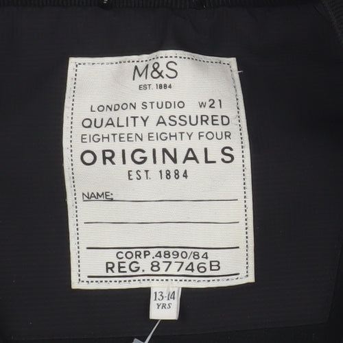 Marks and Spencer Teen Black Parka Jacket, Size 13-14
