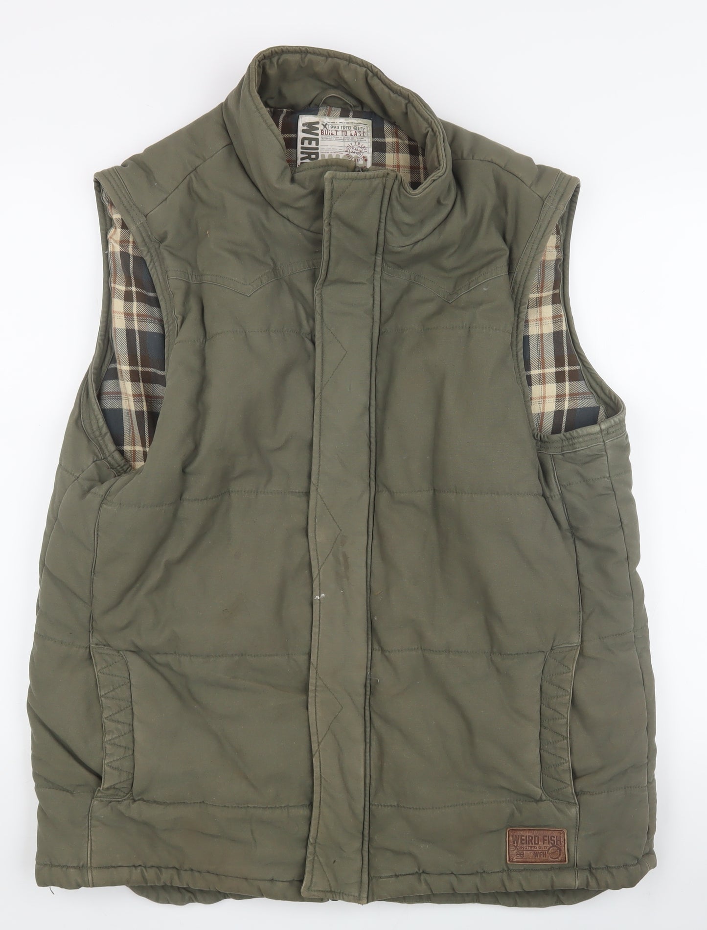 Weird Fish Men's Green XL Puffer Waistcoat