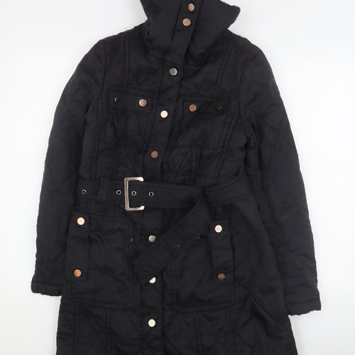 Zara Women's Black Quilted Trench Coat Size 10