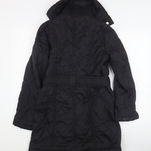 Zara Women's Black Quilted Trench Coat Size 10