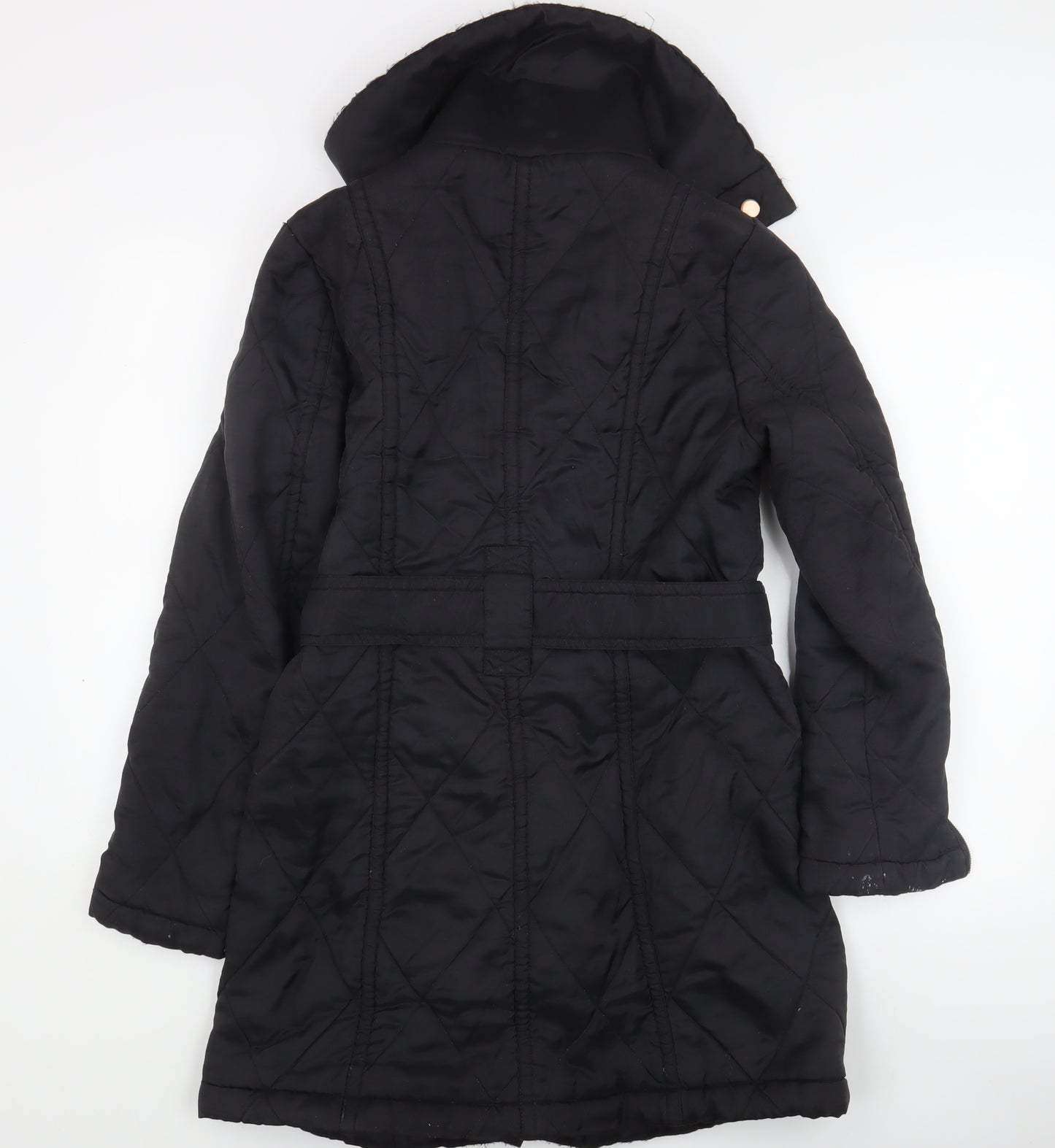 Zara Women's Black Quilted Trench Coat Size 10