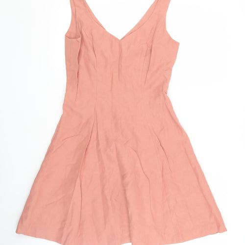 Laura Ashley Pink A-Line Midi Dress Women Size 10