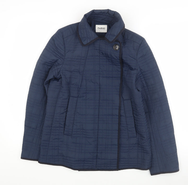 Farhi Women's Blue Quilted Jacket, Size 8, Casual Style