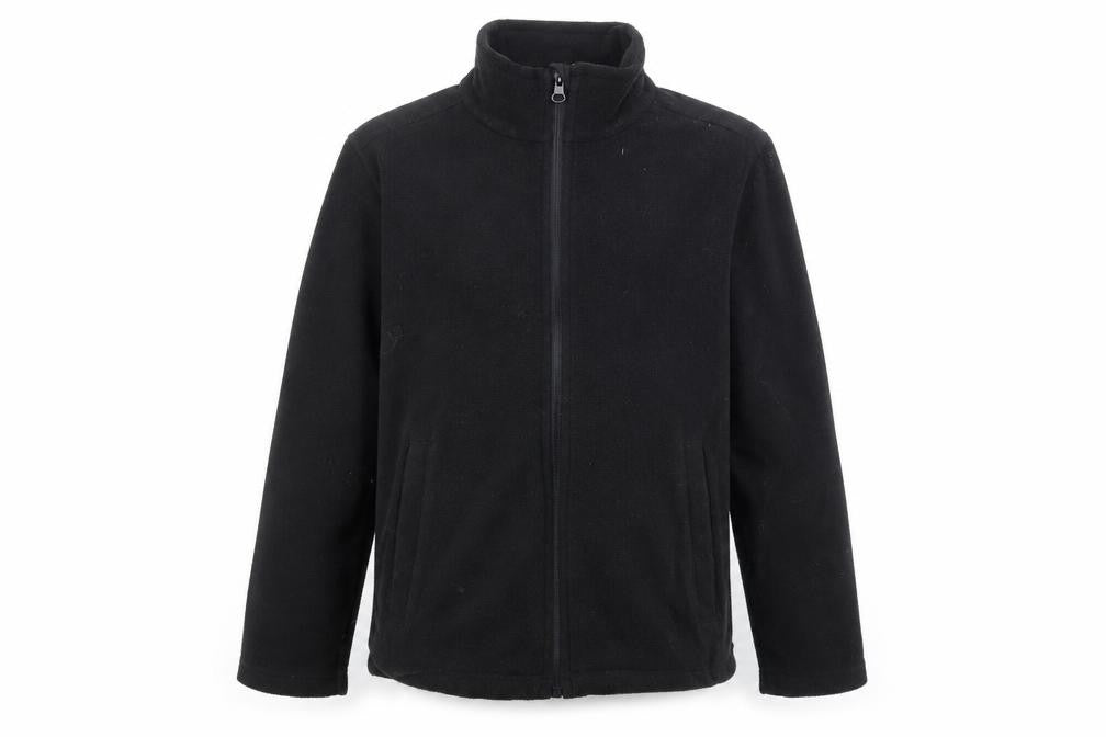 Front view of Regatta boys’ black fleece zip jacket, size 12, years