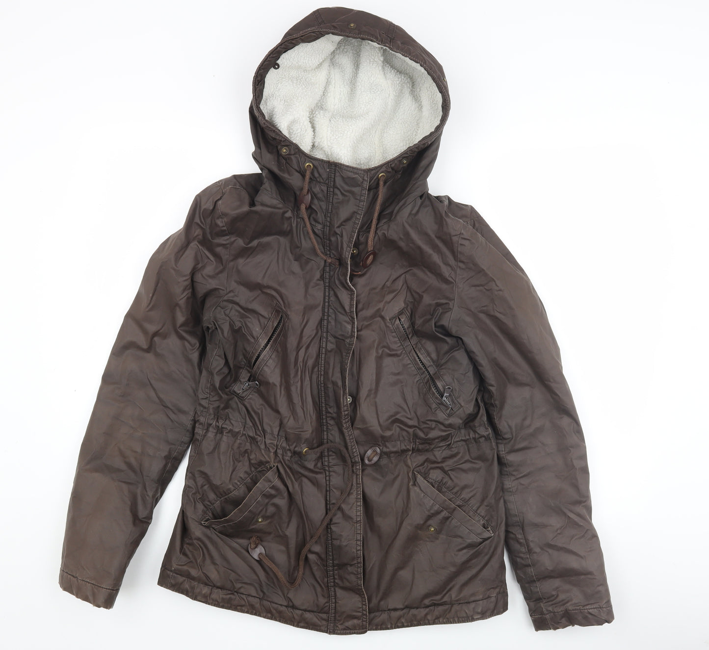 H&M Women's Brown Parka Jacket Size 4