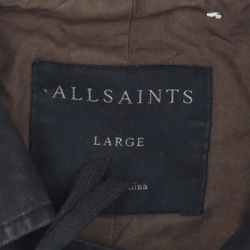 AllSaints Women's Black Biker Jacket, Size L, Cotton