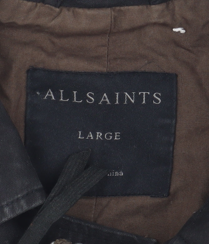 AllSaints Women's Black Biker Jacket, Size L, Cotton