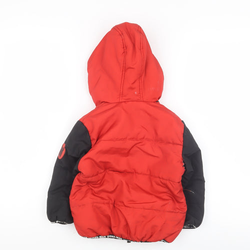 Marvel Boys Spider-Man Red Hooded Puffer Jacket 2-3 Years