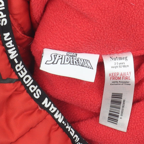 Marvel Boys Spider-Man Red Hooded Puffer Jacket 2-3 Years
