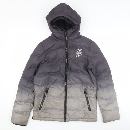 PF Boys Grey Ombré Puffer Jacket, 11-12 Years, Hooded
