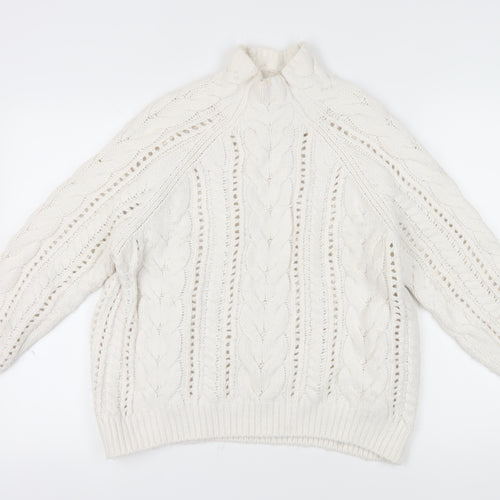 The White Company Women's M White Cable-Knit Pullover Jumper