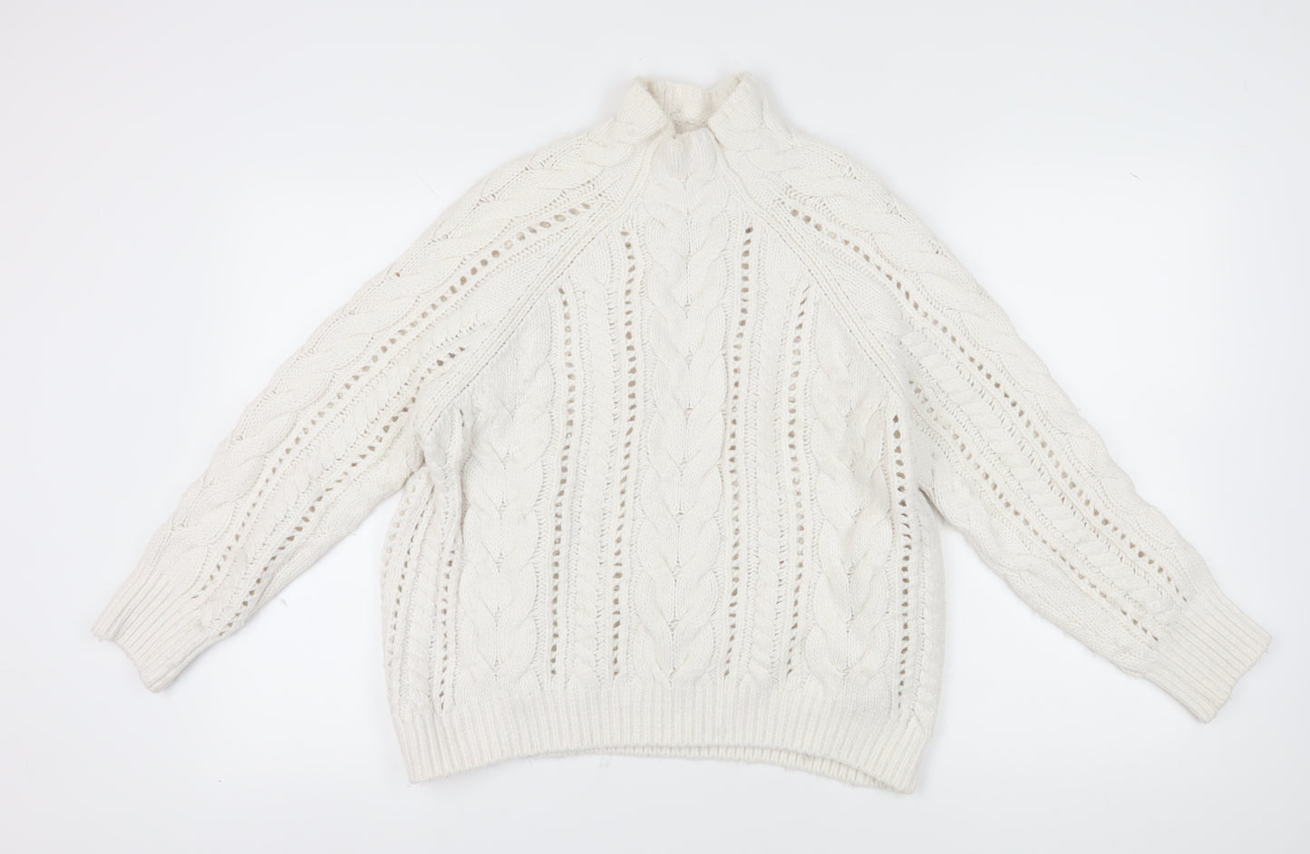 The White Company Women's M White Cable-Knit Pullover Jumper