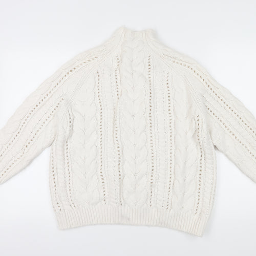 The White Company Women's M White Cable-Knit Pullover Jumper