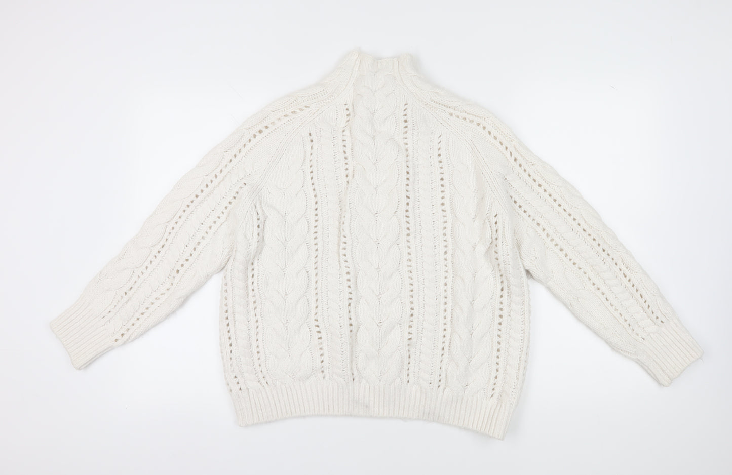 The White Company Women's M White Cable-Knit Pullover Jumper