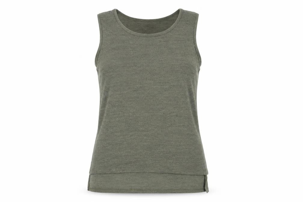 Front view of Apricot Women's Green Sleeveless Basic Tank Top