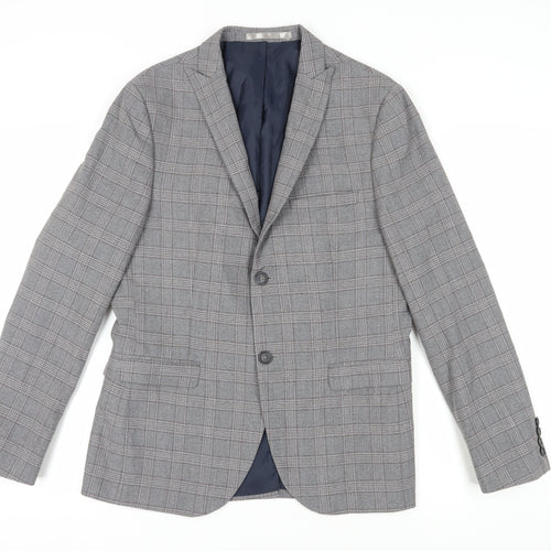 Jeff Banks Men's Grey Plaid Blazer Extra-Slim 40 Regular Fit