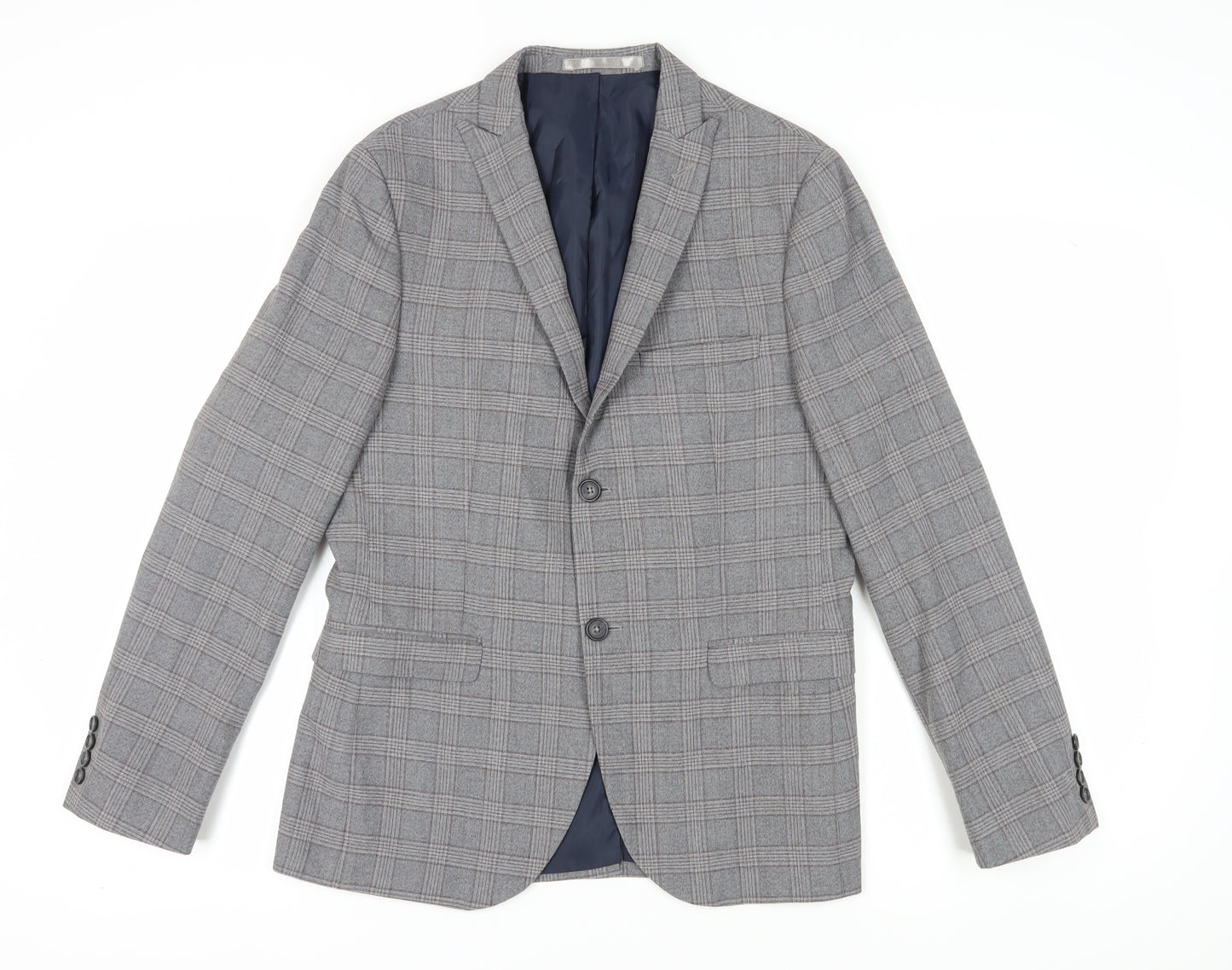 Jeff Banks Men's Grey Plaid Blazer Extra-Slim 40 Regular Fit