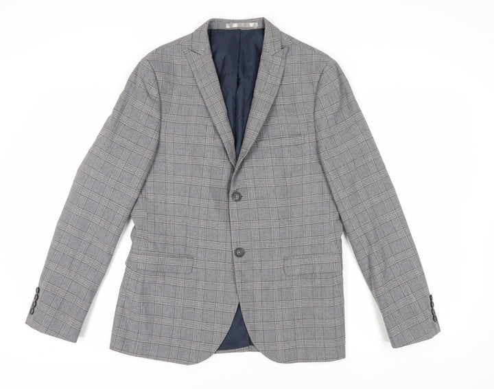 Jeff Banks Men's Grey Plaid Blazer Extra-Slim 40 Regular Fit