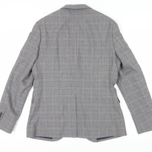 Jeff Banks Men's Grey Plaid Blazer Extra-Slim 40 Regular Fit