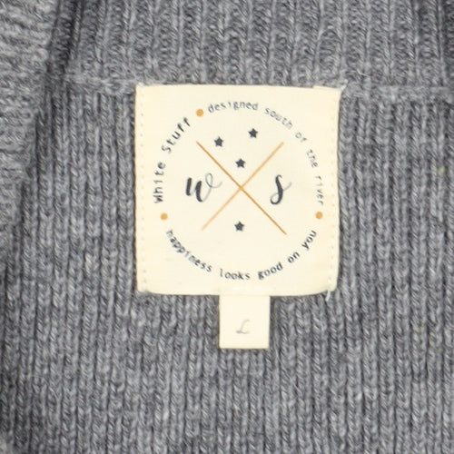 White Stuff Women's Grey Mock Neck Pullover Jumper L